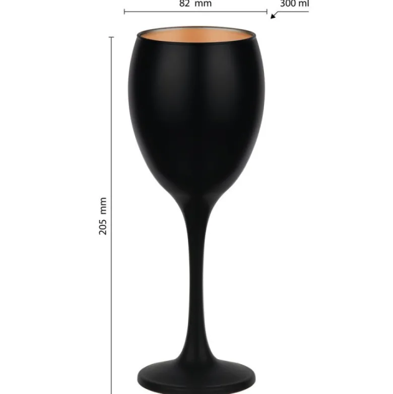 Kieliszki do wina 300 ml Glasmark Glamour komplet 6 sztuk czarno-złote