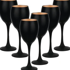 Kieliszki do wina 300 ml Glasmark Glamour komplet 6 sztuk czarno-złote
