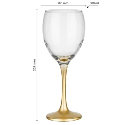 Kieliszki do wina 300 ml Glasmark komplet 6szt złota nóżka