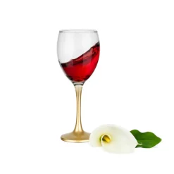 Kieliszki do wina 300 ml Glasmark komplet 6szt złota nóżka