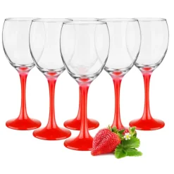 Kieliszki do wina 300 ml Glasmark komplet 6szt czerwona nóżka