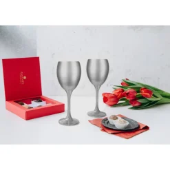 Kieliszki do wina srebrne 300 ml Glasmark komplet 6szt