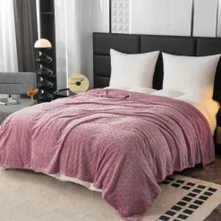 Koc różowy 200x220 cm mikrofibra Cotton World miękki ciepły pled narzuta na łóżko KHT-60