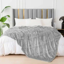 Koc 160x200 cm mikrofibra Cotton World miękki ciepły pled narzuta na łóżko szary KHP-46