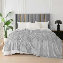 Koc 160x200 cm mikrofibra Cotton World miękki ciepły pled narzuta na łóżko szary KHP-46