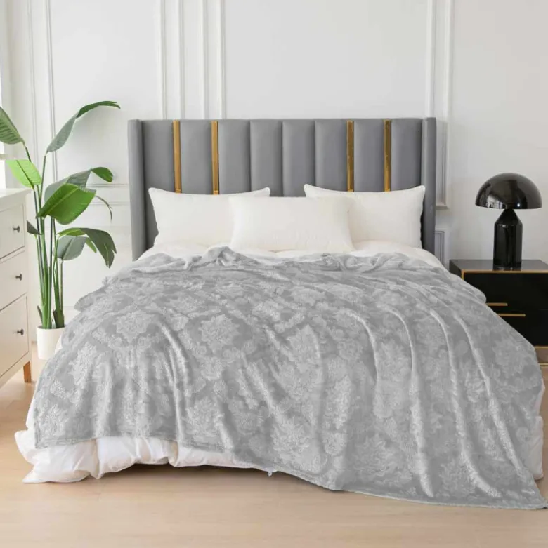 Koc 160x200 cm mikrofibra Cotton World miękki ciepły pled narzuta na łóżko szary KHP-46