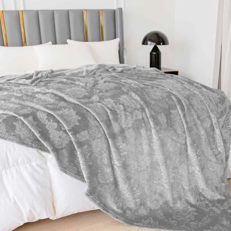 Koc 160x200 cm mikrofibra Cotton World miękki ciepły pled narzuta na łóżko szary KHP-46