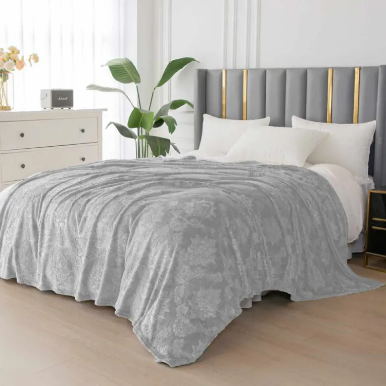 Koc 160x200 cm mikrofibra Cotton World miękki ciepły pled narzuta na łóżko szary KHP-46