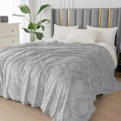 Koc 160x200 cm mikrofibra Cotton World miękki ciepły pled narzuta na łóżko szary KHP-46