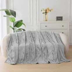 Koc 160x200 cm mikrofibra Cotton World miękki ciepły pled narzuta na łóżko szary KHP-46