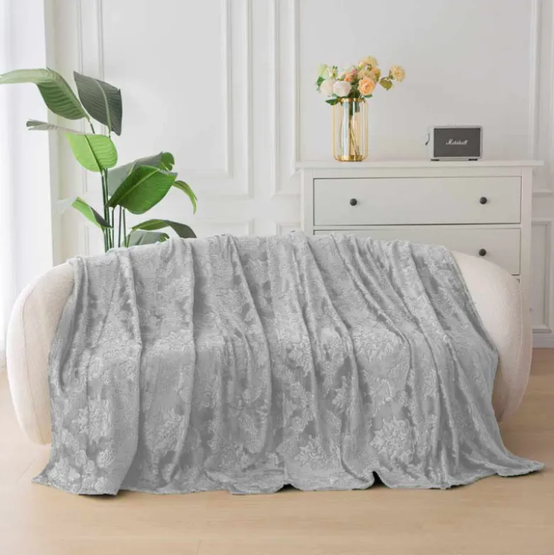 Koc 160x200 cm mikrofibra Cotton World miękki ciepły pled narzuta na łóżko szary KHP-46