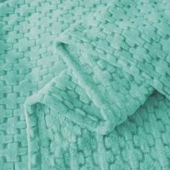 Koc 160x200 cm mikrofibra Cotton World miękki ciepły pled narzuta na łóżko niebiesko-zielony KHT-59
