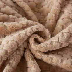 Koc 160x200 cm mikrofibra Cotton World miękki ciepły pled narzuta na łóżko beżowy KHT-56