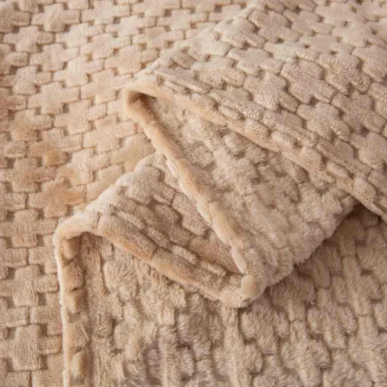 Koc 160x200 cm mikrofibra Cotton World miękki ciepły pled narzuta na łóżko beżowy KHT-56