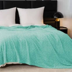Koc 200x220 cm mikrofibra Cotton World miękki ciepły pled narzuta na łóżko niebiesko-zielony KHT-59