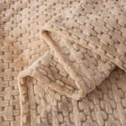 Koc 200x220 cm mikrofibra Cotton World miękki ciepły pled narzuta na łóżko beżowy KHT-56