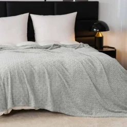 Koc 200x220 cm mikrofibra Cotton World miękki ciepły pled narzuta na łóżko srebrno-szary KHT-57