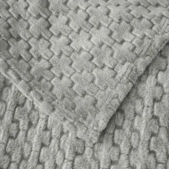 Koc 200x220 cm mikrofibra Cotton World miękki ciepły pled narzuta na łóżko srebrno-szary KHT-57