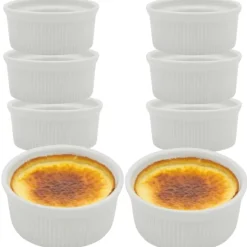 Kokilki do zapiekania 150 ml ramekin zestaw 8 sztuk salaterki miseczki pojemniki porcelanowe Brulee Tragar