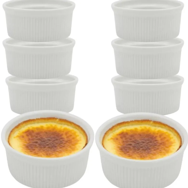 Kokilki do zapiekania 150 ml ramekin zestaw 8 sztuk salaterki miseczki pojemniki porcelanowe Brulee Tragar