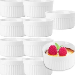 Kokilki do zapiekania 260 ml ramekin zestaw 10 sztuk salaterki miseczki pojemniki porcelanowe Brulee