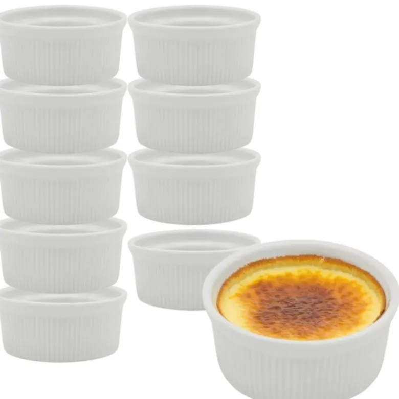 Kokilki do zapiekania 150 ml ramekin zestaw 10 sztuk salaterki miseczki pojemniki porcelanowe Brulee Tragar