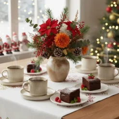Komplet 6 filiżanek ze spodkami porcelanowych GierekHoff Evie 250 ml do kawy herbaty zestaw kremowe retro