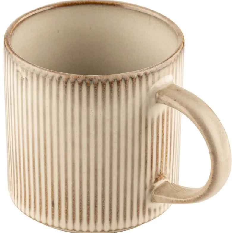 Komplet 6 kubków porcelanowych GierekHoff Evie 330 ml do kawy herbaty zestaw kremowe retro