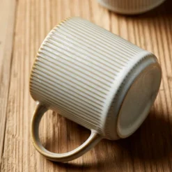 Komplet 6 kubków porcelanowych GierekHoff Evie 330 ml do kawy herbaty zestaw kremowe retro