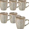 Komplet 6 kubków porcelanowych Florina Lehti 350 ml do kawy herbaty zestaw beżowe
