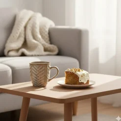 Komplet 6 kubków porcelanowych Florina Lehti 350 ml do kawy herbaty zestaw beżowe