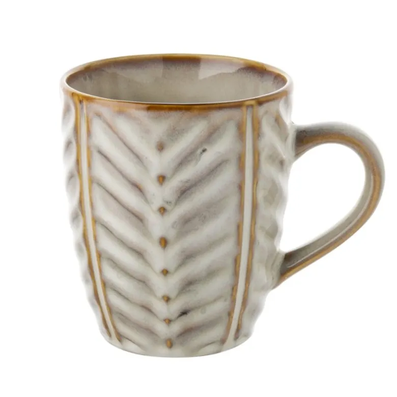 Komplet 6 kubków porcelanowych Florina Lehti 350 ml do kawy herbaty zestaw beżowe