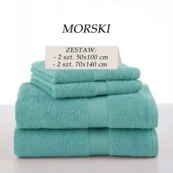 Komplet 4 ręczników kąpielowych Piruu 2x 70x140 i 2 x 50x100 bawełniane frotte morskie