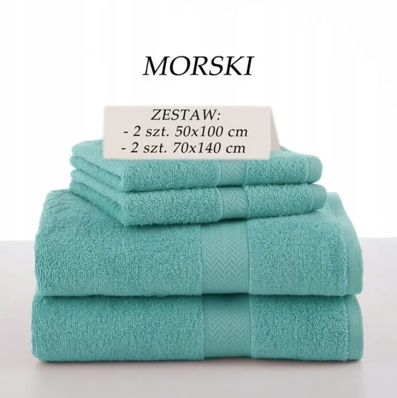 Komplet 4 ręczników kąpielowych Piruu 2x 70x140 i 2 x 50x100 bawełniane frotte morskie
