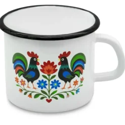 Kubek emaliowany 1200 ml do kawy herbaty biały stal Folk Tragar