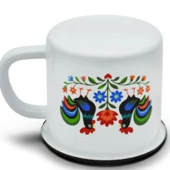 Kubek emaliowany 1200 ml do kawy herbaty biały stal Folk Tragar