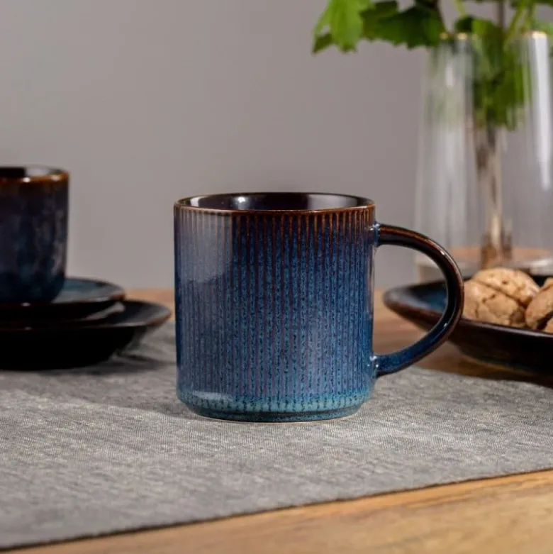 Kubek 330 ml porcelanowy Florina Evia Blue do kawy herbaty niebieski modern