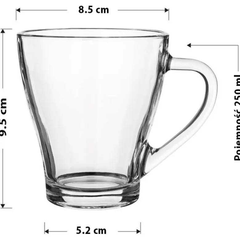 Kubek przezroczysty szklanka Galicja Lili 250 ml zestaw 6 szklanek
