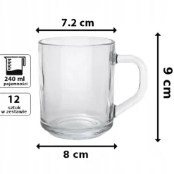 Kubek przezroczysty szklanka Florina Standard 250 ml zestaw 12 szklanek do kawy herbaty