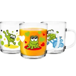 Kubek szklany dla dziecka 220 ml małe szklaneczki Szymek zestaw 3 sztuk Żabki Glasmark
