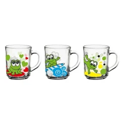 Kubek szklany dla dziecka 220 ml małe szklaneczki Szymek zestaw 3 sztuk Żabki Glasmark