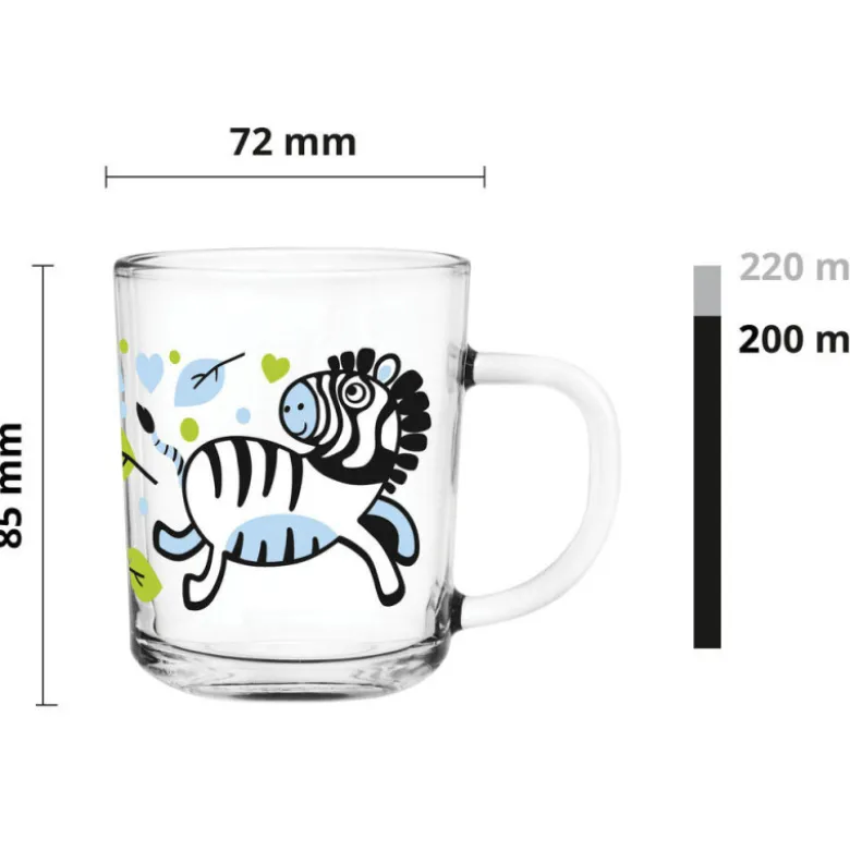 Kubek szklany dla dziecka 220 ml małe szklaneczki Tola zestaw 3 sztuk Zwierzaki Glasmark