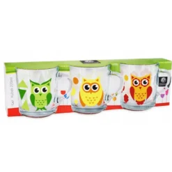Kubek szklany dla dziecka 200 ml małe szklaneczki Tola zestaw 3 sztuk Sowy Glasmark