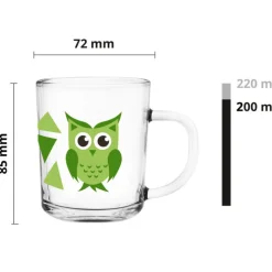 Kubek szklany dla dziecka 200 ml małe szklaneczki Tola zestaw 3 sztuk Sowy Glasmark