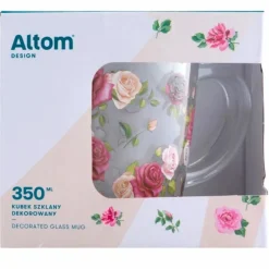 Kubek szklany 350 ml Altom Róża szklanka z uchwytem pudełko prezentowe