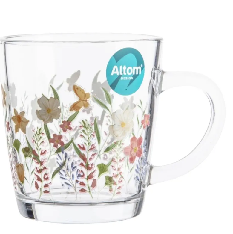 Kubek szklany 350 ml Altom Toronto w kwiaty szklanka z uchwytem