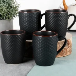 Kubki ceramiczne 400 ml zestaw 4 sztuk kubek z uchwytem pudełko prezentowe Vilde