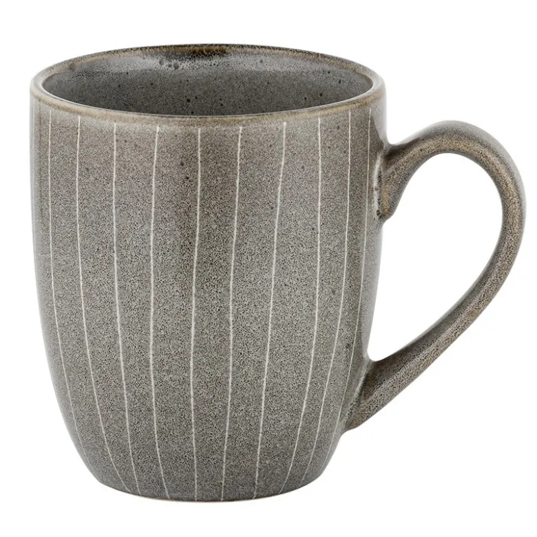 Kubki porcelanowe Florina Stripes Gray 380 ml do kawy herbaty zestaw szare
