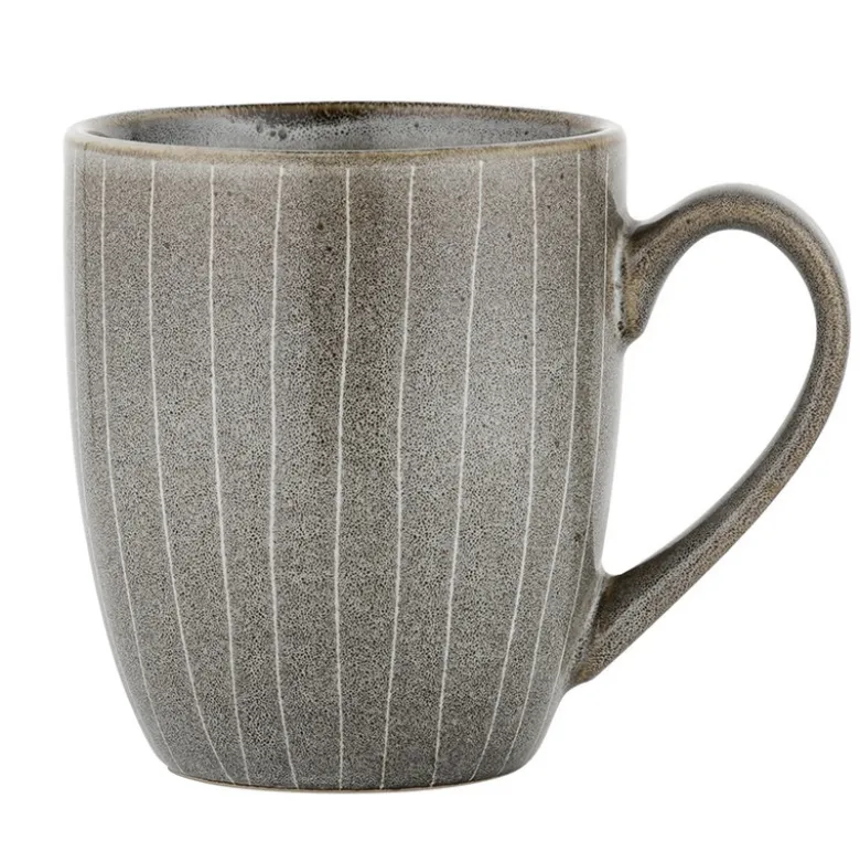 Kubki porcelanowe Florina Stripes Gray 380 ml do kawy herbaty zestaw szare