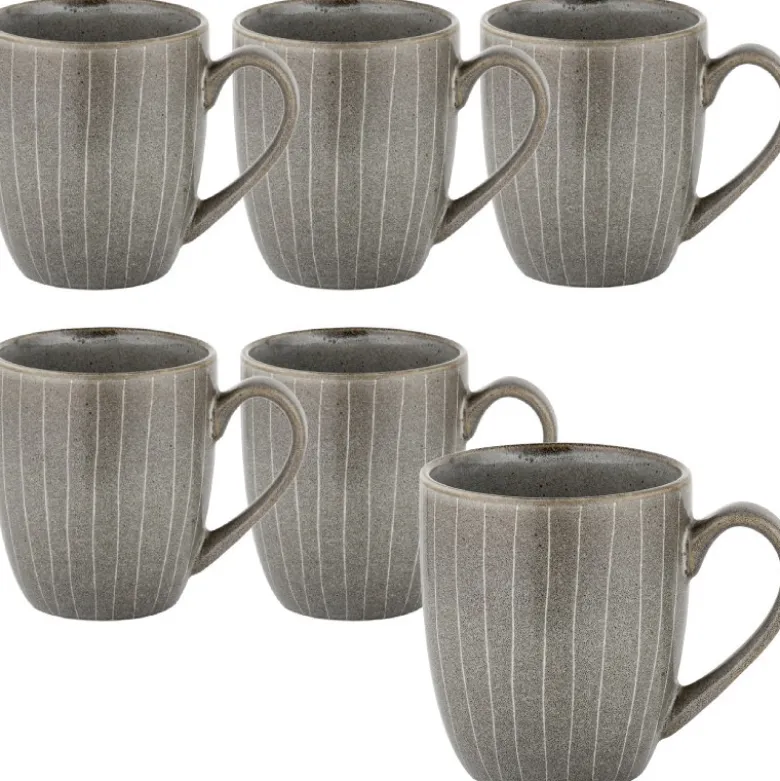 Kubki porcelanowe Florina Stripes Gray 380 ml do kawy herbaty zestaw szare